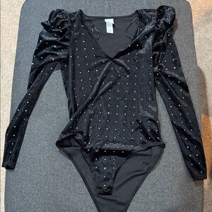 H&M Black Bodysuit with Silver Accents